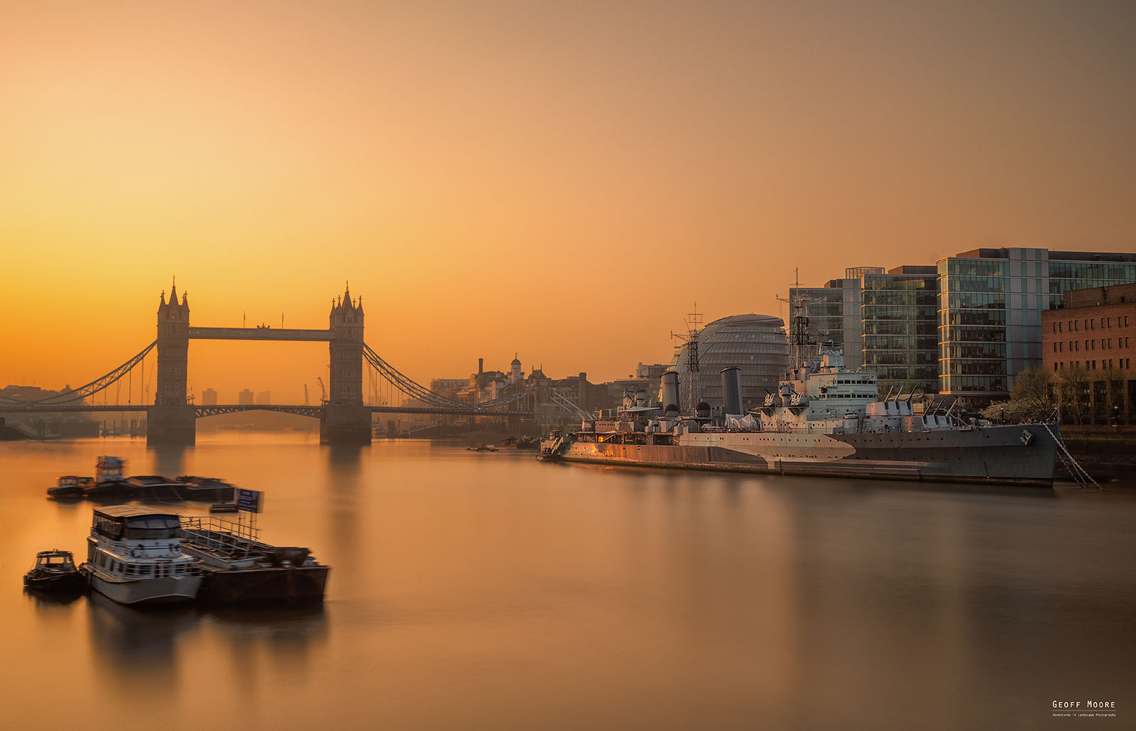 Tower Bridge & HMS Belfast - Thames Sunrise Tower Bridge & HMS Belfast - Thames Sunrise